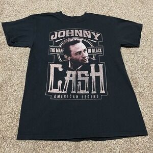 Johnny Cash The Man In Black American Legend Graphic T-Shirt Mens Medium Black